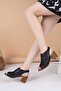 4579 Black Genuine Leather Heeled Women's Sandals - 3