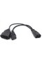 IEC320 3 pin C14 TO Male C13+2 hole EU 4.0mm Female socket AC power cord 0.3m Y Type Splitter Pow... - 2