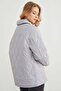 Water Wave Patterned Quilted Oversized Buttoned Coat - 6