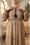 Plus size floral print viscose dress 4084-08 mink - 3