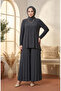 Sandy Fabric Blouse Pants Hijab Double Set 5632-02 Smoked