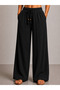 Cotton Muslin Fabric Summer Sweat-Repellent Cotton High Waist Wide Leg Palazzo Women's Trousers - 3