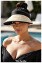 Women's Straw Visor Hat - Adjustable Sports and Beach Visor with Black Stripe (57-58 cm) (100% Paper) - 5