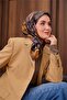 Twill Silk Scarf Anthracite-Mustard Patterned Tok Duruşlu 90X90 - 2