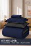 Stripe Reversible  Comforter Set- Ultra Soft  Microfiber Fabric, Soft Siliconized Fiber Filling - 3