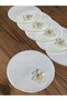 6 Pieces of Ecru Round Coffee Napkins with Gold Daisy Brooches for Cocktail Presentation - 2