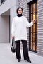 Crew Neck Slit Crested Sweat -White - 3