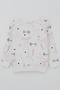 Girl's Sweatshirt Bow & Heart Printed 3-8 Years, Ecru - 3
