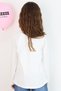 Girl's Long Sleeve T-Shirt with Bow Embroidery and Pearl Detail Tulle, Ages 3-8, Ecru - 3