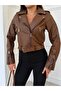 Light Brown Slim Fit Women's Jacket with Sleeve Zipper Detail - 6