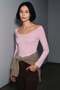 Body-Hugging, Seam-Detailed, Pool-Neck, Stretchy Knitted Bluz - 2