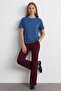 Women's Comfort Fit Basic Indigo Loose T-Shirt - 5