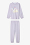 Girls' Meowdy Cat Patterned Cotton 2-Piece Long Sleeve Pajamas Set - 5