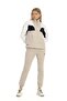 Women's Two-Thread Zipper Collar Elasticized Cuff Long Sleeve Stone Tracksuit Set - 7774 - 3