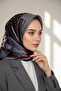 100% Twill Silk Scarf with Plaid Pattern Gray - Red Color 90X90 Scarf Sewing Shape: Hand Sewing