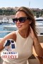 Women's uv400 cat eye matte black sunglasses wp25-26 c2m gradient lens