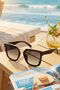 Lozzo Women's Black Oversize Uv400 Protected Sunglasses with Gold Detail 50 Trims Suitable for Small Faces 23019 - 5