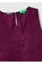 Women's Dark Purple 100% Linen V-Neck Blouse - 3
