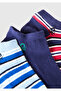 Unisex Blue Mix Cotton Blended Jacquard Patterned Triple Socks Set - 2