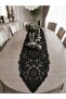 Saray Black Tulle Runner with Embroidery on Black Tulle 135 Cmx45 cm