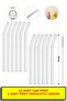 12-Piece Glass Straw and Straw Cleaning Brush, Thick Glass Straw