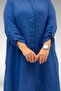 58092 Plus Size Double Button Detailed Muslin Shirt - Indigo - 2