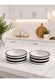 Modern Rhythm Series Black Striped 2-Piece Serving and Presentation Bowls Ceramic 14 cm Presentation Serving Bowls - 3