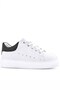 White Leather Laced Lightweight Sole Children's Sports Shoes - 2