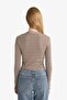 Fitted Crew Neck Striped Rib Long Sleeve T-Shirt G5702Ax25Wn - 5