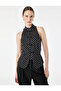 Fancy Button Detailed Sleeveless Polka Dot Mandarin Qipao Collar Vest - 2