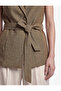 Wide Collar Sleeveless Belted Vest - 5
