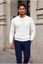 Leone Anti-Peeling Anti-Pilling Hairless Knitted Crew Neck Men's Sweater - Ecru - 6