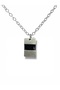 Rectangular Figured Black Stripe Detailed Necklace – Zamak Plated Unisex Modern Accessory with 60 cm Chain