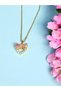 Gold Color Crystal Heart Figured Women's Necklace – Stainless Steel, Sparkling and Romantic 55 cm Necklace - 2
