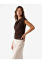 Crepe Scuba Fabric Asymmetrical Cut Decorative Button Detailed Degaje Collar Blouse - 2