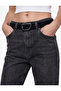 Belted High Waist Slim Fit Straight Leg Cotton Denim Trousers - Mom Slim Jean - 4