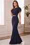Short Sleeve Ruffled Stone-Detail Belted Long Evening Dress for Graduation - 2
