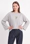 Floral Embroidered Combed Cotton Blouse 13137 - Gray - 4