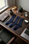 3-Piece Navy Blue Men's Business Cotton Seamless Flexible Socks - Premium - 4