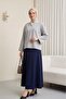 V-Neck Double Layer 2-Thread Combed Cotton Blouse - Gray - 2