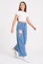 26904-26 Girls' Denim Trousers Wide Leg Floral Embroidery Detailed Tassel Leg Casual Comfortable Jean Pants - 6