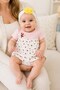 Baby Girl Floral Patterned Dress with Snap Fasteners at the Bottom + Bandana 2-Piece Set 100% Cotton 1-2-3 Months - 4