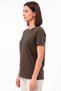 Women's Vision Crew Neck Premium Quality Dense Textured Cotton T-Shirt Brown W101-R0220-06 - 2