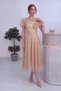 Women's Lace Detailed Balloon Sleeve Belted Midi Evening Dress Black, Navy Blue, Powder, Khaki, Gold, Burgundy - 5