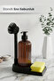 Liquid Soap Dispenser with Sponge Silicone Dish Brush and Stand - Detergent Dispenser Amber Bottle Soap Dispenser with Stand