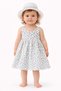 Baby Girl Floral Patterned Summer Dress with Hat, Backless Design and Bow Detail