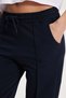 Women's relaxed fit cotton blend wide leg sweatpants with elastic waistband and lycra - navy blue - 5