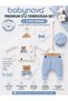 Babynova bear figured 5-piece newborn hospital outfit - blue scarf set - 5