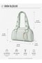 Women's Mint Green Baguette Bag with Zipper Ring Detail, Stylish Daily Shoulder and Hand Bag - 3
