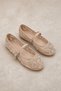 Women's Beige Lace Beaded Embroidered Mesh Ballerinas